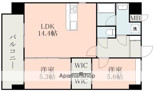 ラ・シック練兵町(2LDK/9階)の間取り写真