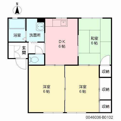 モダニティ八分字B棟(3DK/1階)の間取り写真