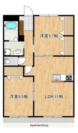 クロノス52鶴羽田(2LDK/3階)の間取り写真
