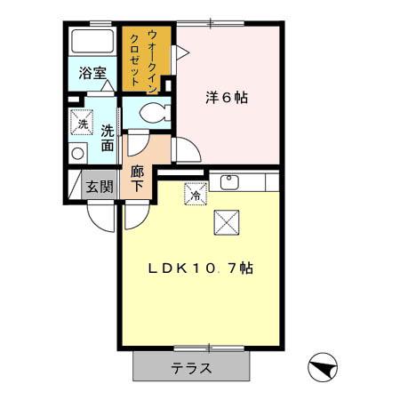 ボンヌ・シャンス(1LDK/1階)の間取り写真