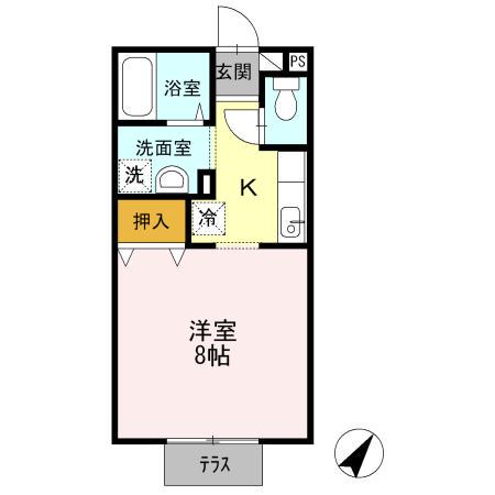 東光フラッツ(1K/1階)の間取り写真