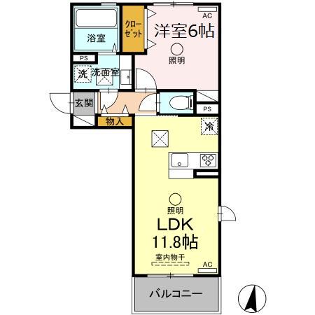 LAVIE BELLE A棟(1LDK/1階)の間取り写真