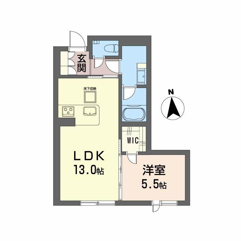 シャーメゾン 上水前寺(1LDK/1階)の間取り写真