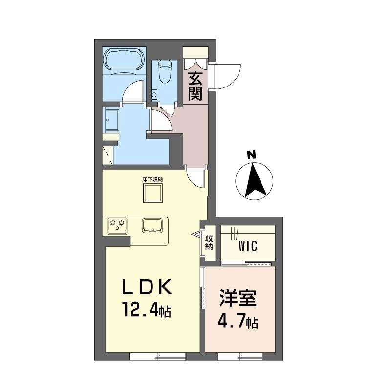 シャーメゾン 上水前寺(1LDK/1階)の間取り写真