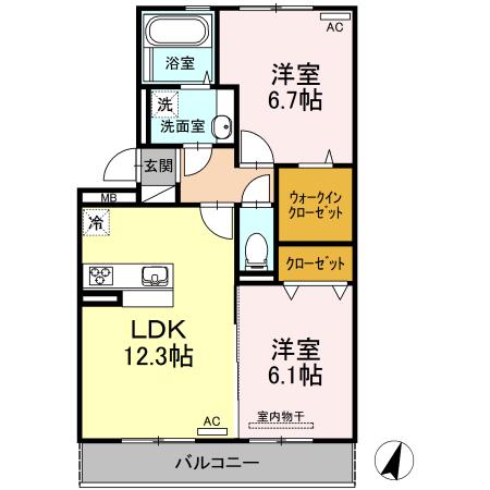 D-ROOMII(2LDK/2階)の間取り写真