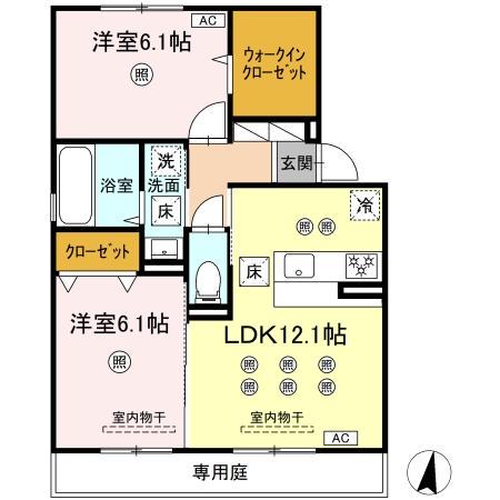 ブルシア(2LDK/1階)の間取り写真