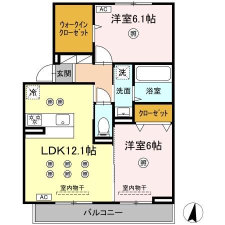 ブルシア(2LDK/2階)の間取り写真