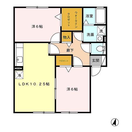 WELL ABOVE ウェルアバブ(2LDK/1階)の間取り写真