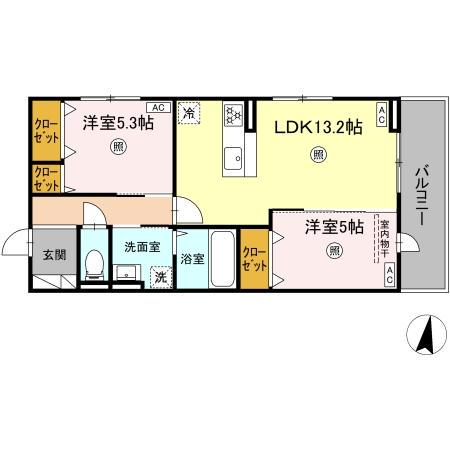 D-ROOM水前寺5丁目(2LDK/2階)の間取り写真