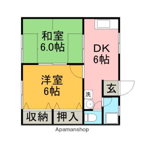 グリーンハイツ(2DK/1階)の間取り写真