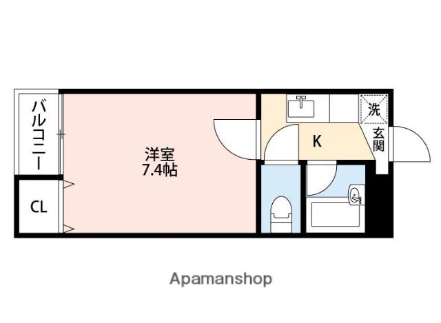 サングラッド黒髪(1K/3階)の間取り写真