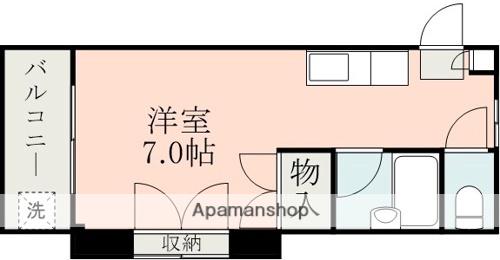 メモリアルハイツ(ワンルーム/2階)の間取り写真