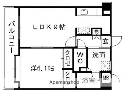 VINCENTE黒髪(1LDK/7階)の間取り写真