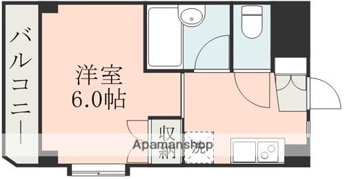 カミニート(1K/4階)の間取り写真