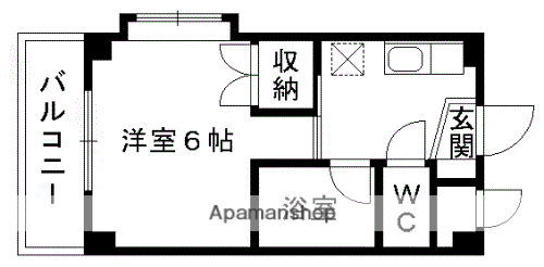 カミニート(1K/3階)の間取り写真