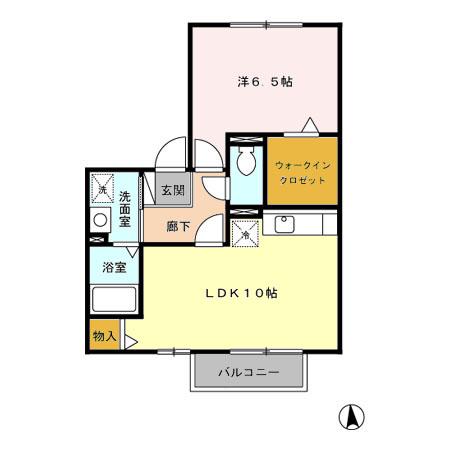 アクティブC棟(1LDK/2階)の間取り写真