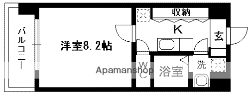 リバージュ県庁通(1K/3階)の間取り写真