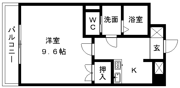 パークサイド島崎(1K/2階)の間取り写真