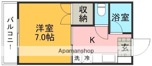 シャポー渡鹿(1K/3階)の間取り写真