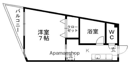 シャポー渡鹿(1K/1階)の間取り写真