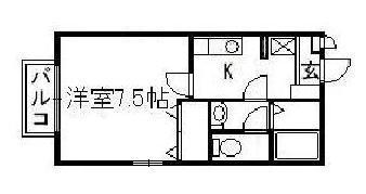 フリューリング(1K/1階)の間取り写真