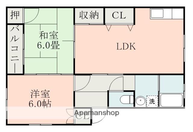久フラットA(2LDK/2階)の間取り写真