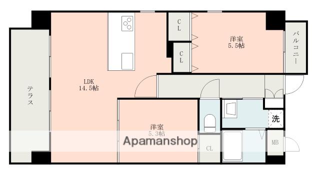 マーベラス近見(2LDK/4階)の間取り写真