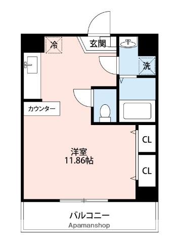 SERES長嶺(ワンルーム/3階)の間取り写真