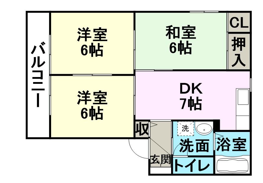 フォーレス良町(3DK/2階)の間取り写真