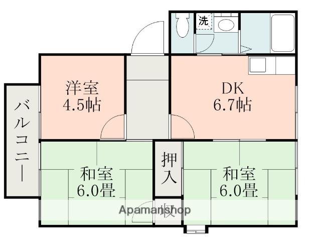 フローラル田迎(3DK/1階)の間取り写真