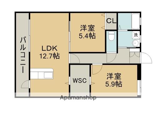 リヴィエールⅢ(2LDK/1階)の間取り写真