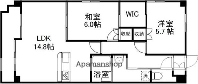 HAO新屋敷(2LDK/2階)の間取り写真