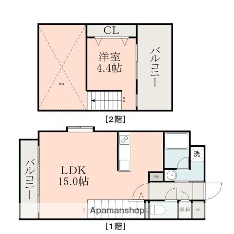 ライズ平成駅前(1LDK/4階)の間取り写真