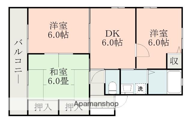 ディアスエントピアC棟(3DK/2階)の間取り写真