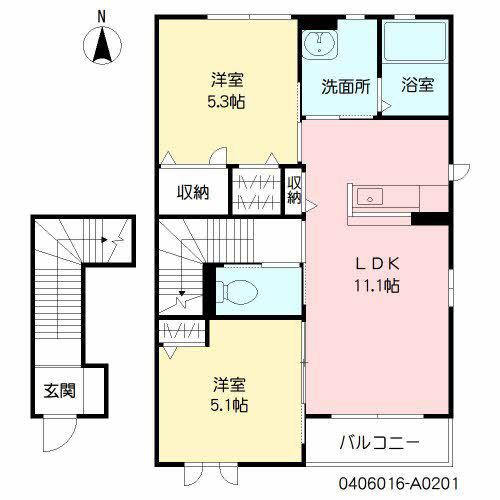 フェリーチェ (2LDK/2階)の間取り写真
