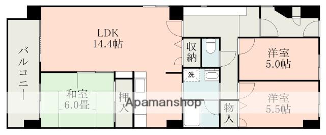 水前寺パークマンションⅡ(3LDK/2階)の間取り写真