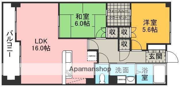ベルグランデ国府(2LDK/2階)の間取り写真