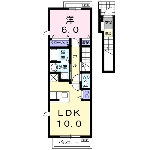 レジデンス西原81(1LDK/2階)の間取り写真