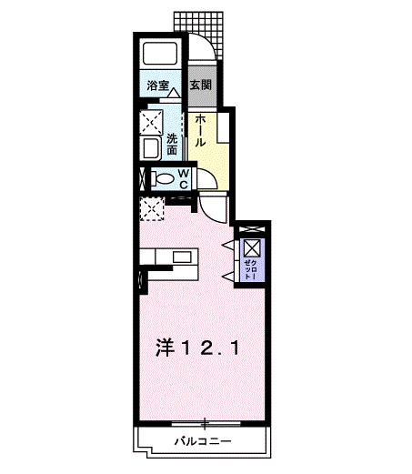 サンモールⅡ(ワンルーム/1階)の間取り写真