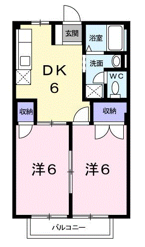 山本ハイツ2(2DK/2階)の間取り写真
