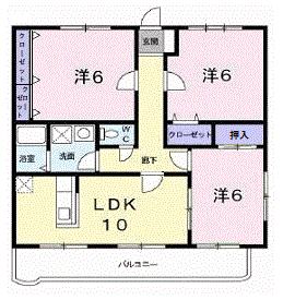 インペリアル山本(3LDK/3階)の間取り写真
