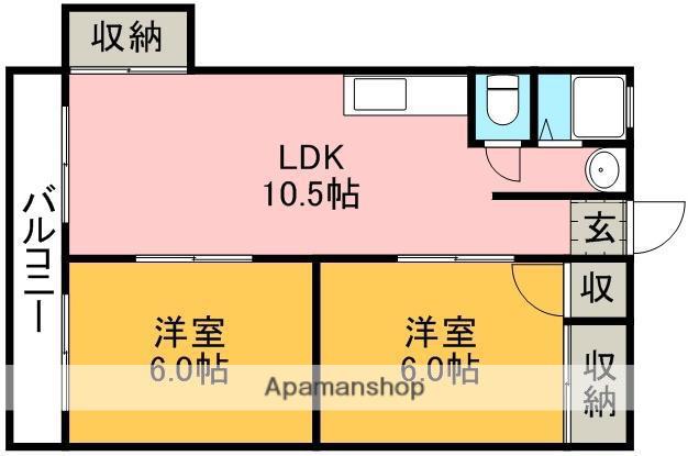 レジデンス井島(2LDK/3階)の間取り写真
