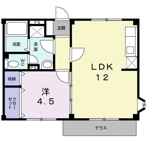 エーデルハイム(1LDK/1階)の間取り写真