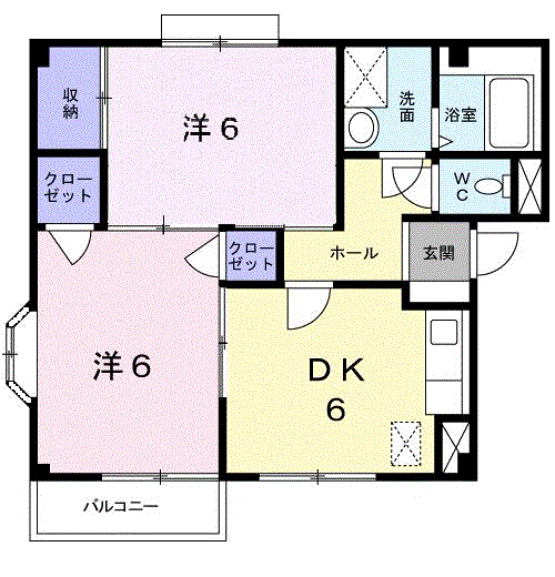 アーバン不知火Ⅵ(2DK/1階)の間取り写真