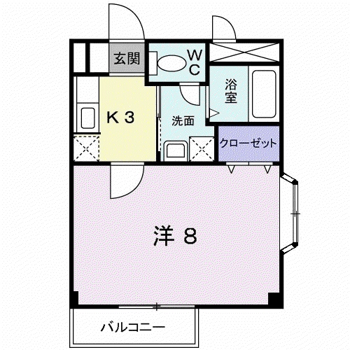 アウローラ02J(1K/2階)の間取り写真