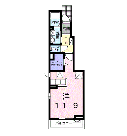 ユニバースハウスⅡ(ワンルーム/1階)の間取り写真