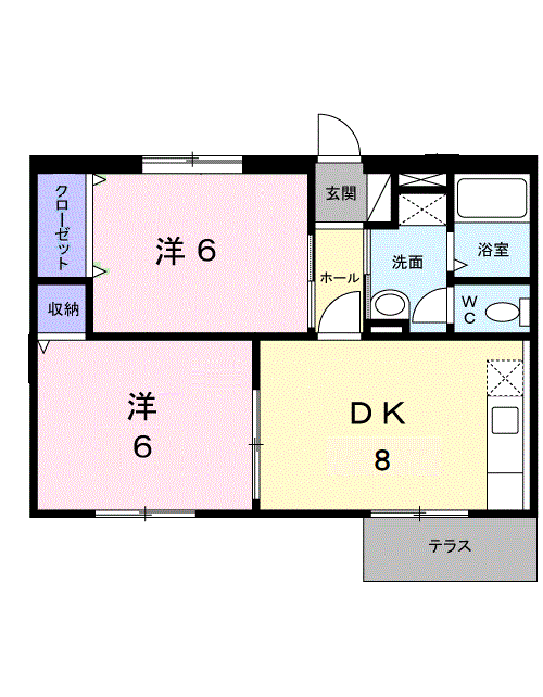 アーバン不知火V(2DK/1階)の間取り写真