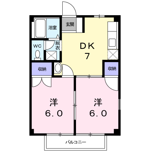 ホープハウス(2DK/2階)の間取り写真
