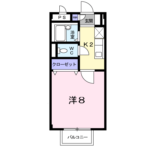 アークシャルマン(1K/2階)の間取り写真