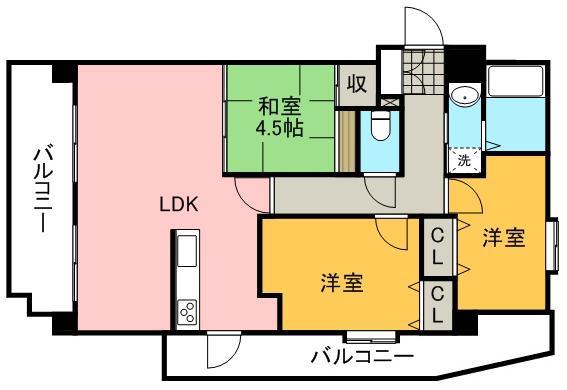 プラウド神園(3LDK/5階)の間取り写真